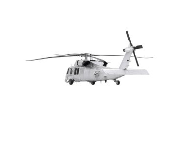 Savaş helikopteri arka planda izole edildi. 3d görüntüleme - illüstrasyon