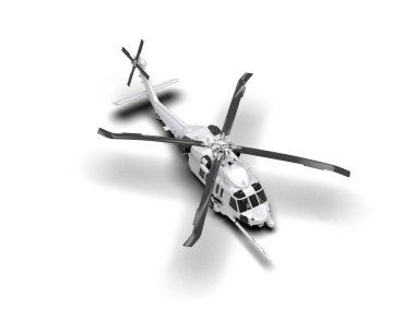 Savaş helikopteri arka planda izole edildi. 3d görüntüleme - illüstrasyon