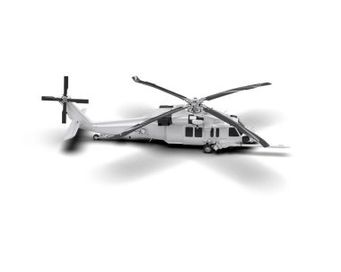 Savaş helikopteri arka planda izole edildi. 3d görüntüleme - illüstrasyon