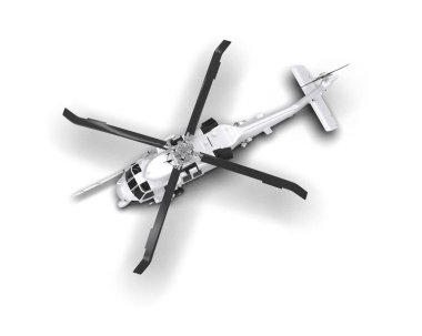 Savaş helikopteri arka planda izole edildi. 3d görüntüleme - illüstrasyon