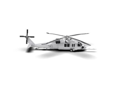 Savaş helikopteri arka planda izole edildi. 3d görüntüleme - illüstrasyon