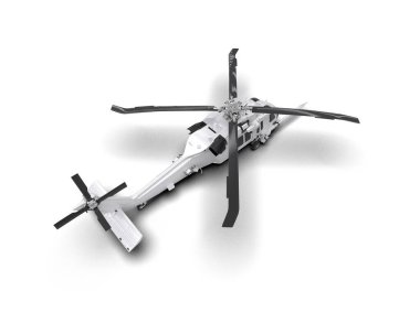 Savaş helikopteri arka planda izole edildi. 3d görüntüleme - illüstrasyon