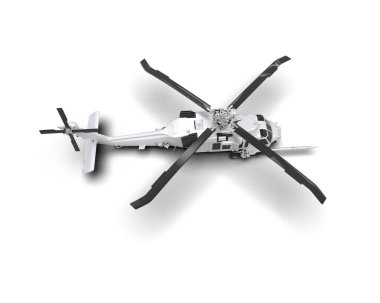 Savaş helikopteri arka planda izole edildi. 3d görüntüleme - illüstrasyon