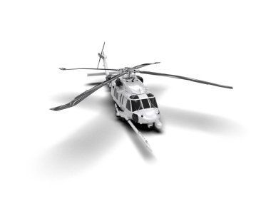 Savaş helikopteri arka planda izole edildi. 3d görüntüleme - illüstrasyon