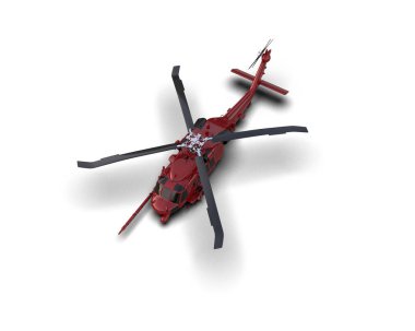 Savaş helikopteri arka planda izole edildi. 3d görüntüleme - illüstrasyon
