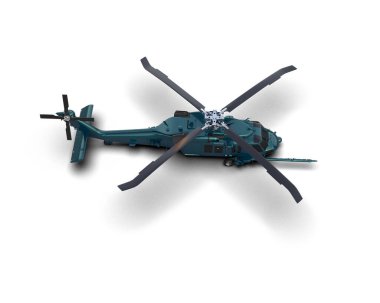 Savaş helikopteri arka planda izole edildi. 3d görüntüleme - illüstrasyon