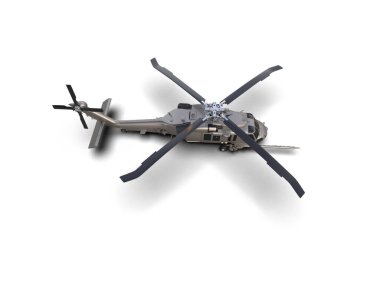 Savaş helikopteri arka planda izole edildi. 3d görüntüleme - illüstrasyon