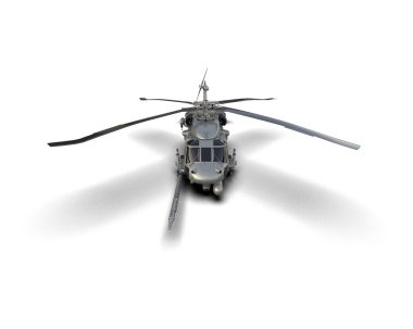Savaş helikopteri arka planda izole edildi. 3d görüntüleme - illüstrasyon