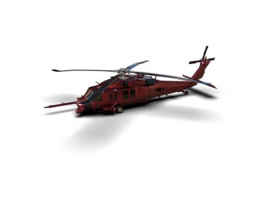 Savaş helikopteri arka planda izole edildi. 3d görüntüleme - illüstrasyon