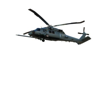 Savaş helikopteri arka planda izole edildi. 3d görüntüleme - illüstrasyon