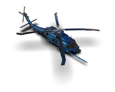 Savaş helikopteri arka planda izole edildi. 3d görüntüleme - illüstrasyon