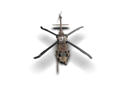 Savaş helikopteri arka planda izole edildi. 3d görüntüleme - illüstrasyon