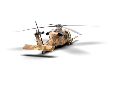 Savaş helikopteri arka planda izole edildi. 3d görüntüleme - illüstrasyon