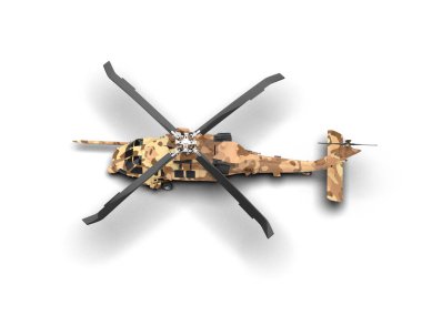 Savaş helikopteri arka planda izole edildi. 3d görüntüleme - illüstrasyon