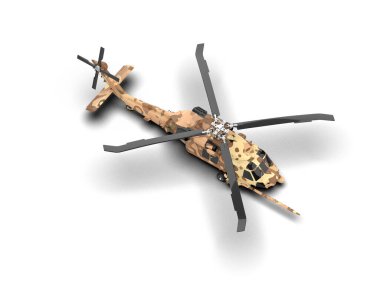 Savaş helikopteri arka planda izole edildi. 3d görüntüleme - illüstrasyon