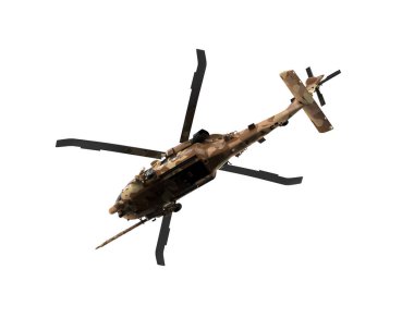 Savaş helikopteri arka planda izole edildi. 3d görüntüleme - illüstrasyon