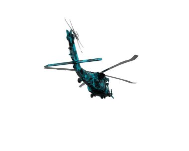 Savaş helikopteri arka planda izole edildi. 3d görüntüleme - illüstrasyon