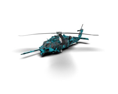 Savaş helikopteri arka planda izole edildi. 3d görüntüleme - illüstrasyon
