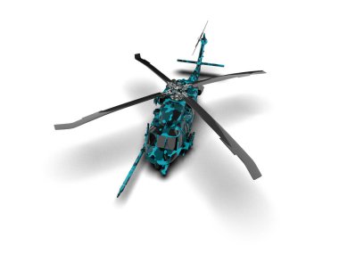 Savaş helikopteri arka planda izole edildi. 3d görüntüleme - illüstrasyon