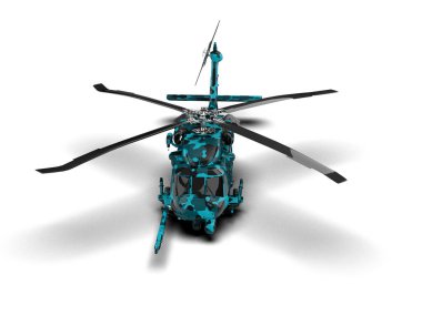 Savaş helikopteri arka planda izole edildi. 3d görüntüleme - illüstrasyon