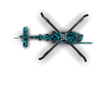 Savaş helikopteri arka planda izole edildi. 3d görüntüleme - illüstrasyon