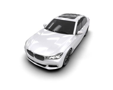 Gri arka planda beyaz lüks modern araba..