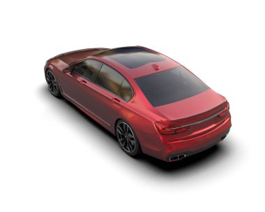 Modern kırmızı araba beyaz arka planda izole edilmiş. 3d oluşturma