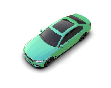 Beyaz arka plan üzerinde izole yeşil spor araba