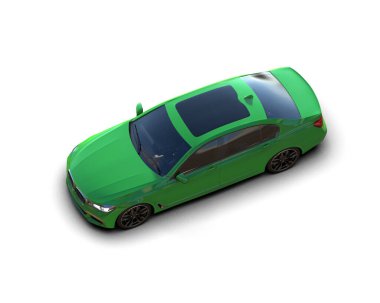 Modern yeşil araba beyaz arka planda izole edilmiş. 3d oluşturma