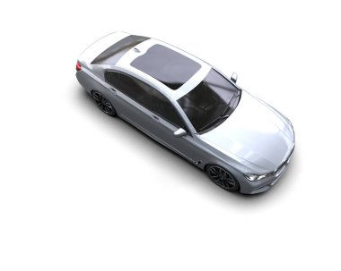 modern araba beyaz arka planda bir camla izole edilmiş.