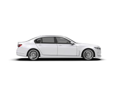 Beyaz izole arka planda modern lüks beyaz sedan.