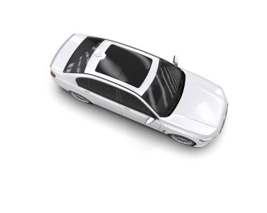 Beyaz arka planda beyaz SUV arabası, 3 boyutlu görüntüleme