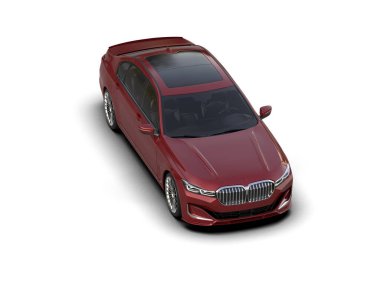 araba beyaz arkaplanda izole edildi, 3 boyutlu görüntüleme