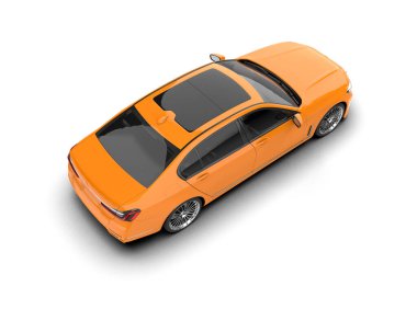 Beyaz arka planda turuncu bir araba. 3 Boyutlu Hazırlama