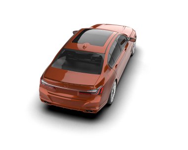 Kırmızı araba beyaz arka planda izole edildi - d görüntüleme - 3 boyutlu illüstrasyon