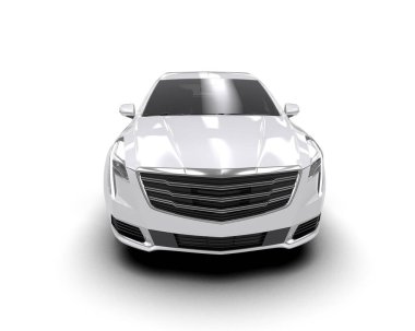 Üç boyutlu illüstrasyon. Beyaz arka planda modern beyaz araba izole edildi. 