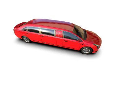 Kırmızı modern araba. 3d illüstrasyon