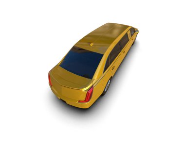 Sarı araba beyaz arkaplanda izole edildi