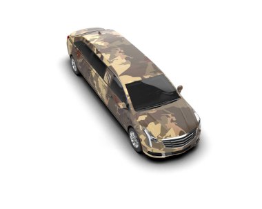 Beyaz arka planda modern lüks şehir askeri arabası