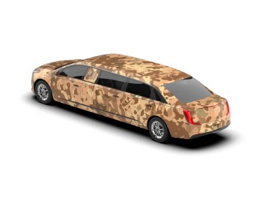 Beyaz arka planda modern bir araba. 3d oluşturma