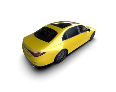 Beyaz üzerine üç boyutlu araba. 3d illüstrasyon