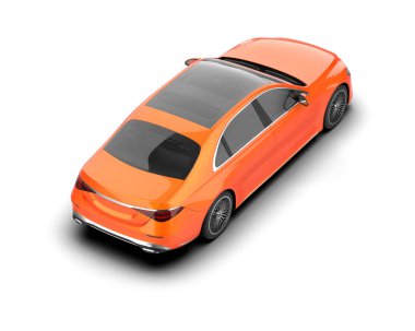 turuncu modern araba beyaz arka planda