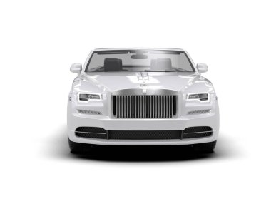 Beyaz arka planda izole edilmiş beyaz araba