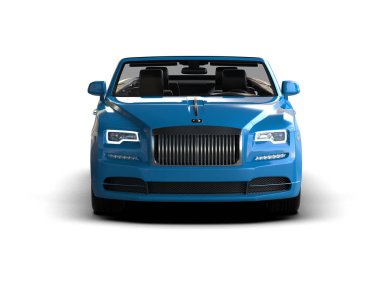 Lüks mavi süper araba beyaz arka planda izole edilmiş. 3 Boyutlu Hazırlama