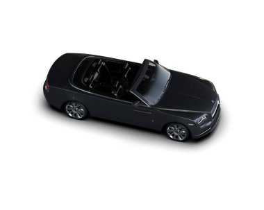 Siyah, beyaz ekranlı lüks bir araba. Beyaz arka planda izole edilmiş. 3d oluşturma