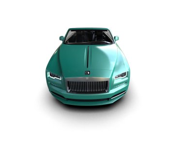 Beyaz arka planda modern lüks bir araba. Gölgesi ve gölgesi olan üç boyutlu bir resim..