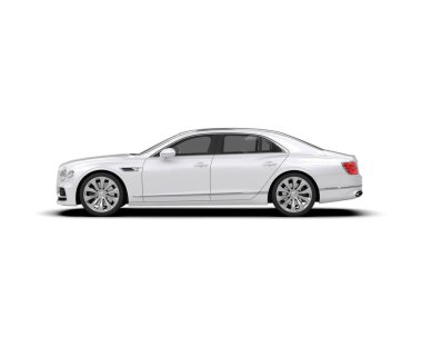 Beyaz arka planda izole edilmiş lüks bir araba. 3d görüntüleme - illüstrasyon