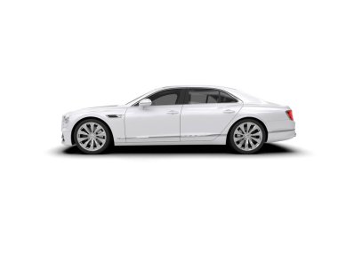 Beyaz arka planda izole edilmiş lüks bir araba. 3d görüntüleme - illüstrasyon