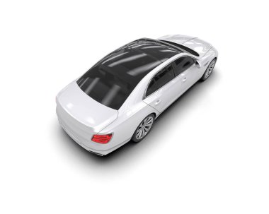 Beyaz arka planda izole edilmiş lüks bir araba. 3d görüntüleme - illüstrasyon