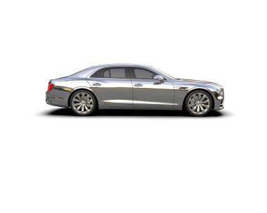 Beyaz arka planda izole edilmiş lüks bir araba. 3d görüntüleme - illüstrasyon